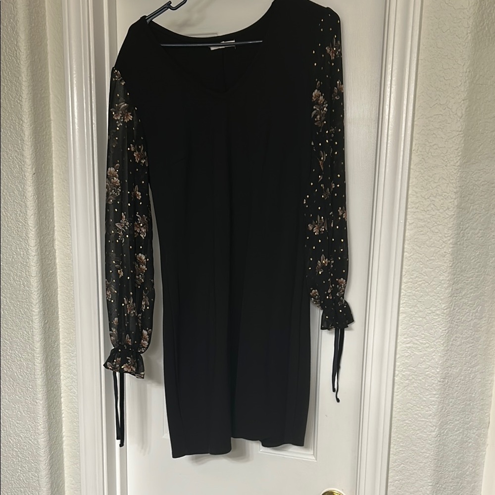 Maurices Black Sheath Maxi Dress with Bishop Sleeves